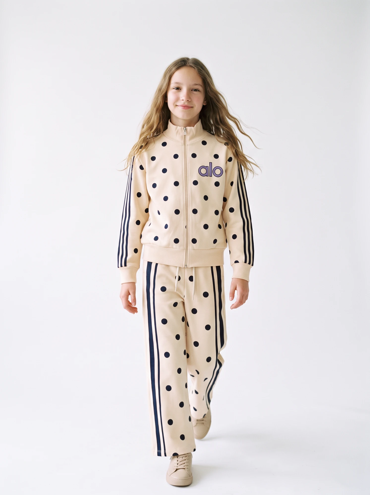 AI child girl model in a tracksuit, generated with AI Fashion Studio