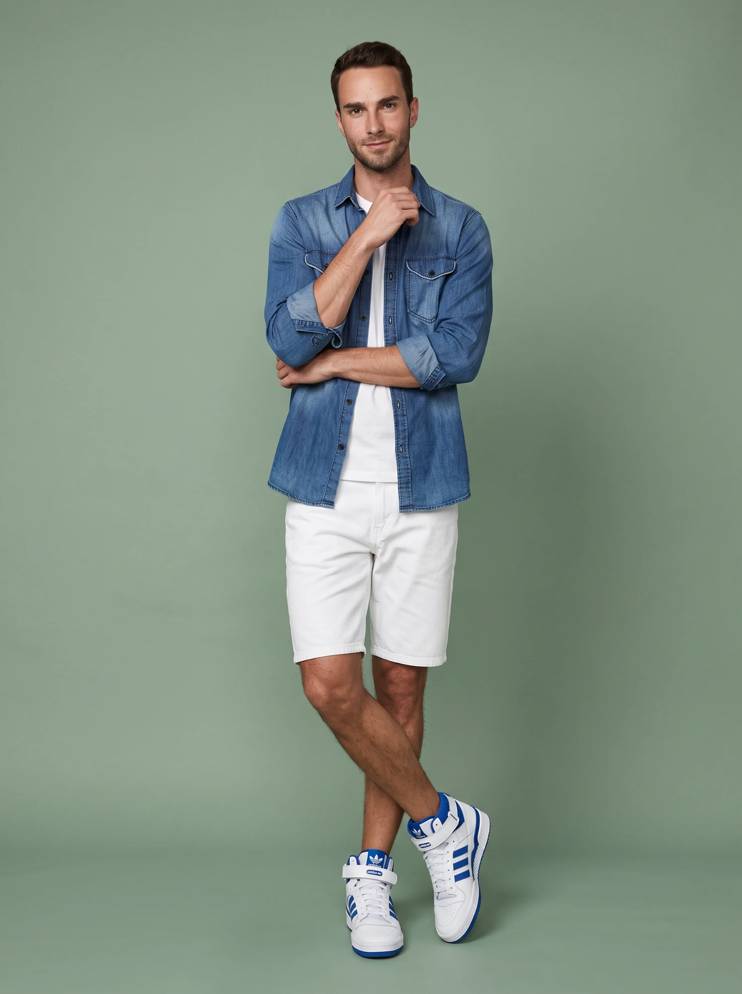 AI male fashion model in denim, generated with AI Fashion Studio